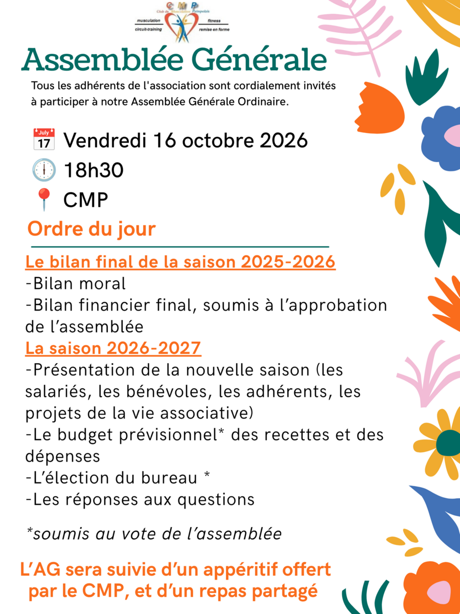 Assemblée générale à 18h